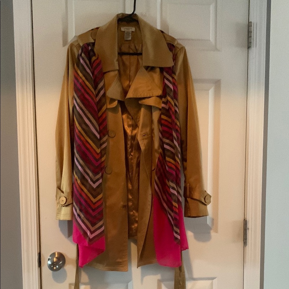 Trench coat with detachable coordinating scarf